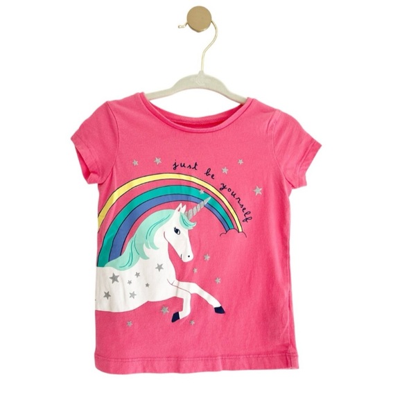 Carter's Other - 💫$5/ADD ON💫 Carter's Pink Unicorn Rainbow Graphic Tee w/ Glitter Stars, Girls 2T